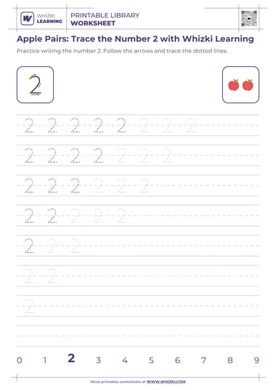 Apple Pairs: Trace the Number 2 with Whizki Learning