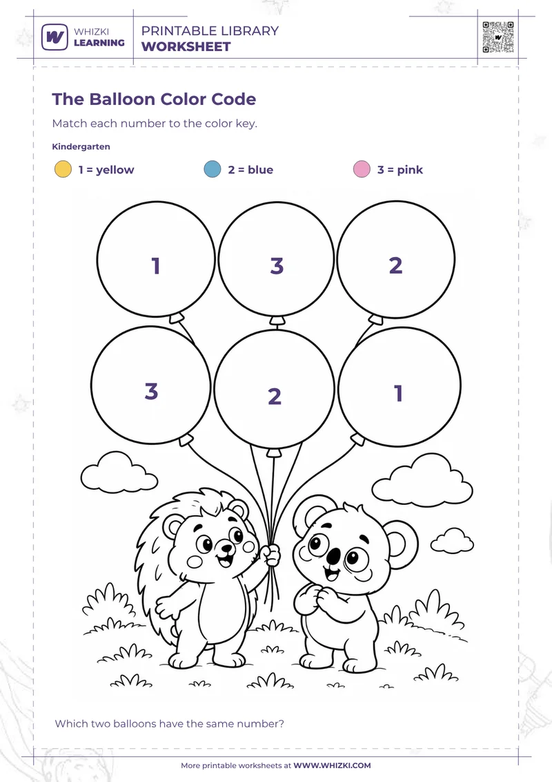 Balloon Color Code Worksheet