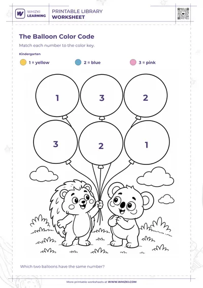 Balloon Color Code Worksheet