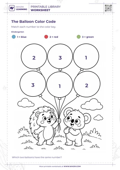 Balloon Color Code Worksheet