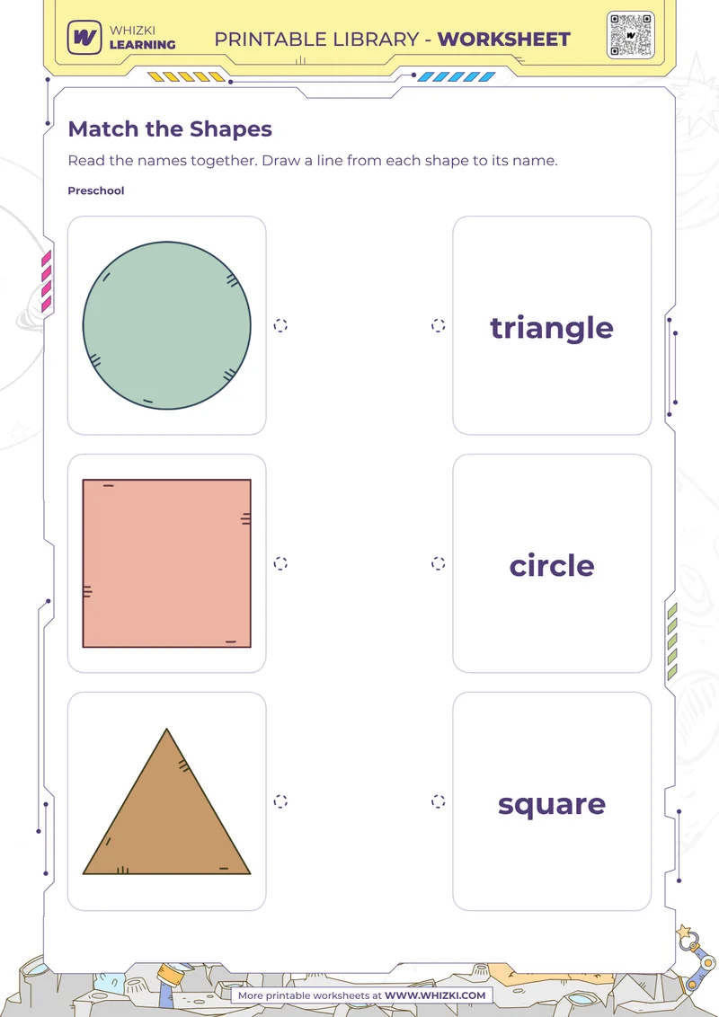 Basic Shapes Matching Worksheet