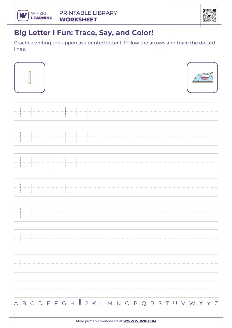 Big Letter I Fun: Trace, Say, and Color!