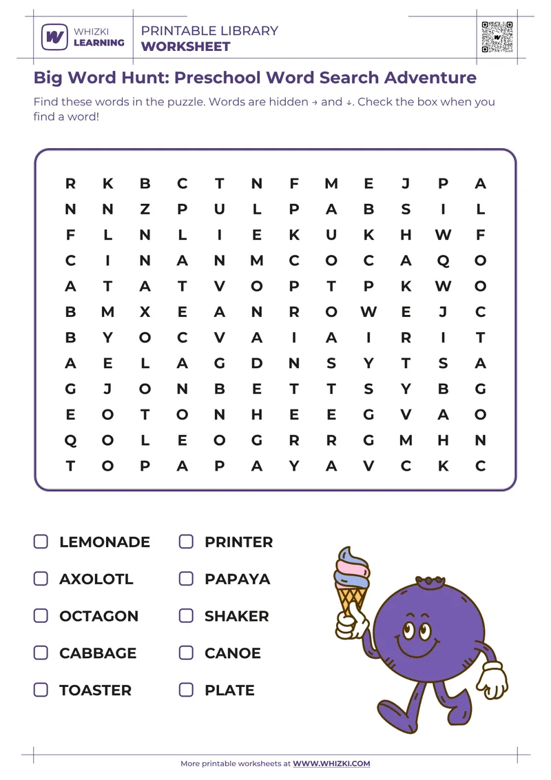 Big Word Hunt: Preschool Word Search Adventure