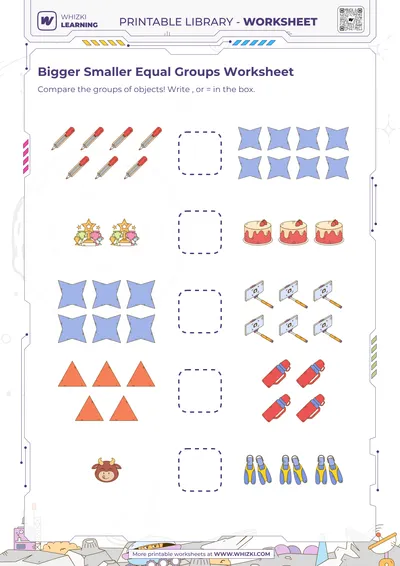 Bigger Smaller Equal Groups Worksheet
