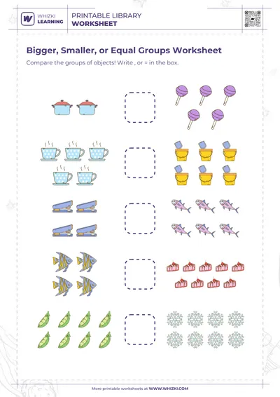 Bigger, Smaller, or Equal Groups Worksheet