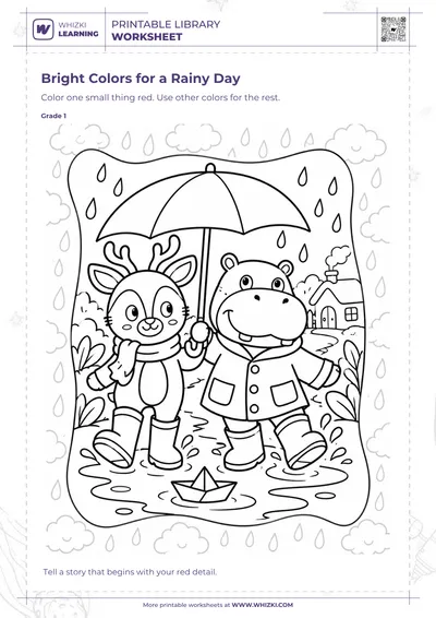 Bright Colors for a Rainy Day Story Coloring