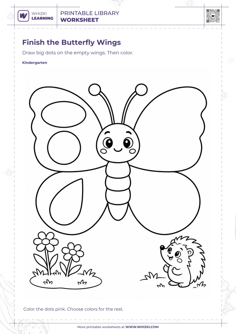 Butterfly Wings Dot Drawing Worksheet
