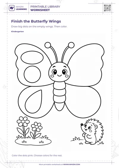 Butterfly Wings Dot Drawing Worksheet