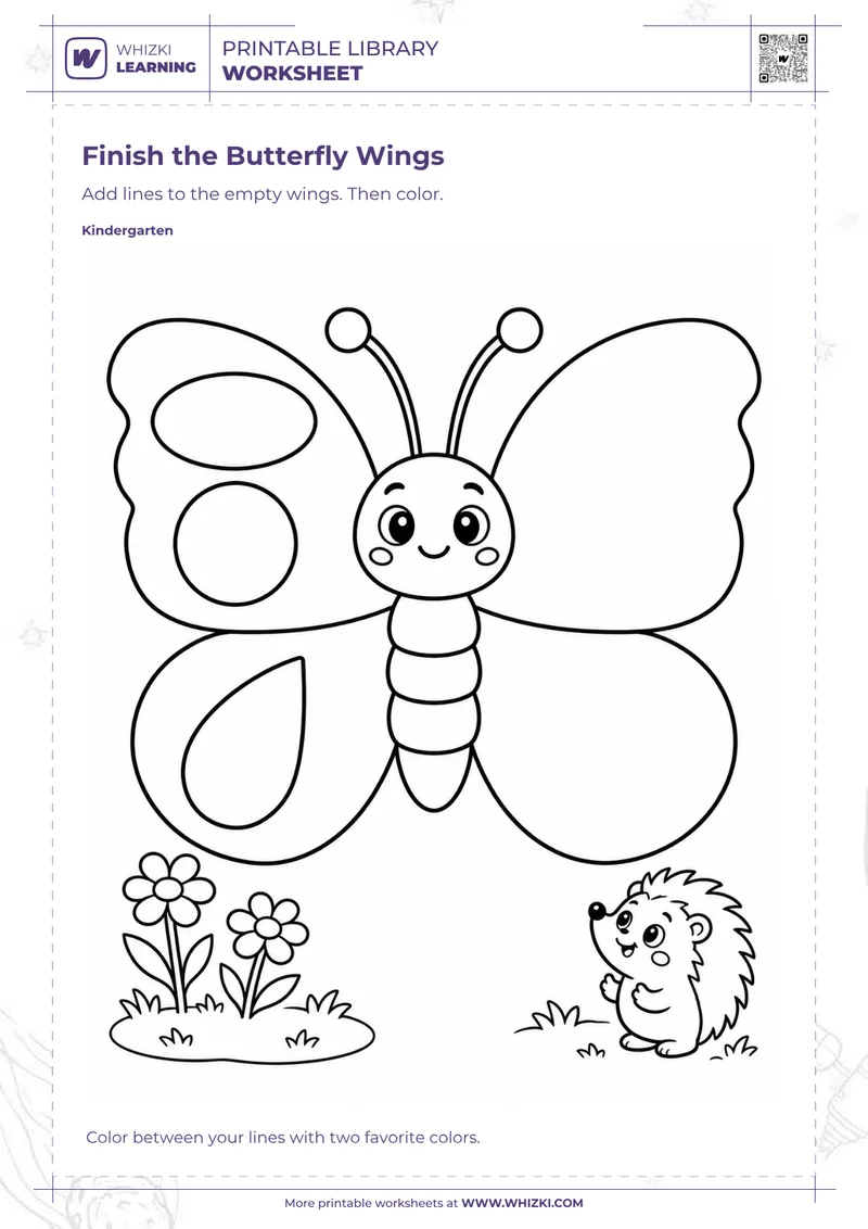 Butterfly Wings Finish and Color Worksheet