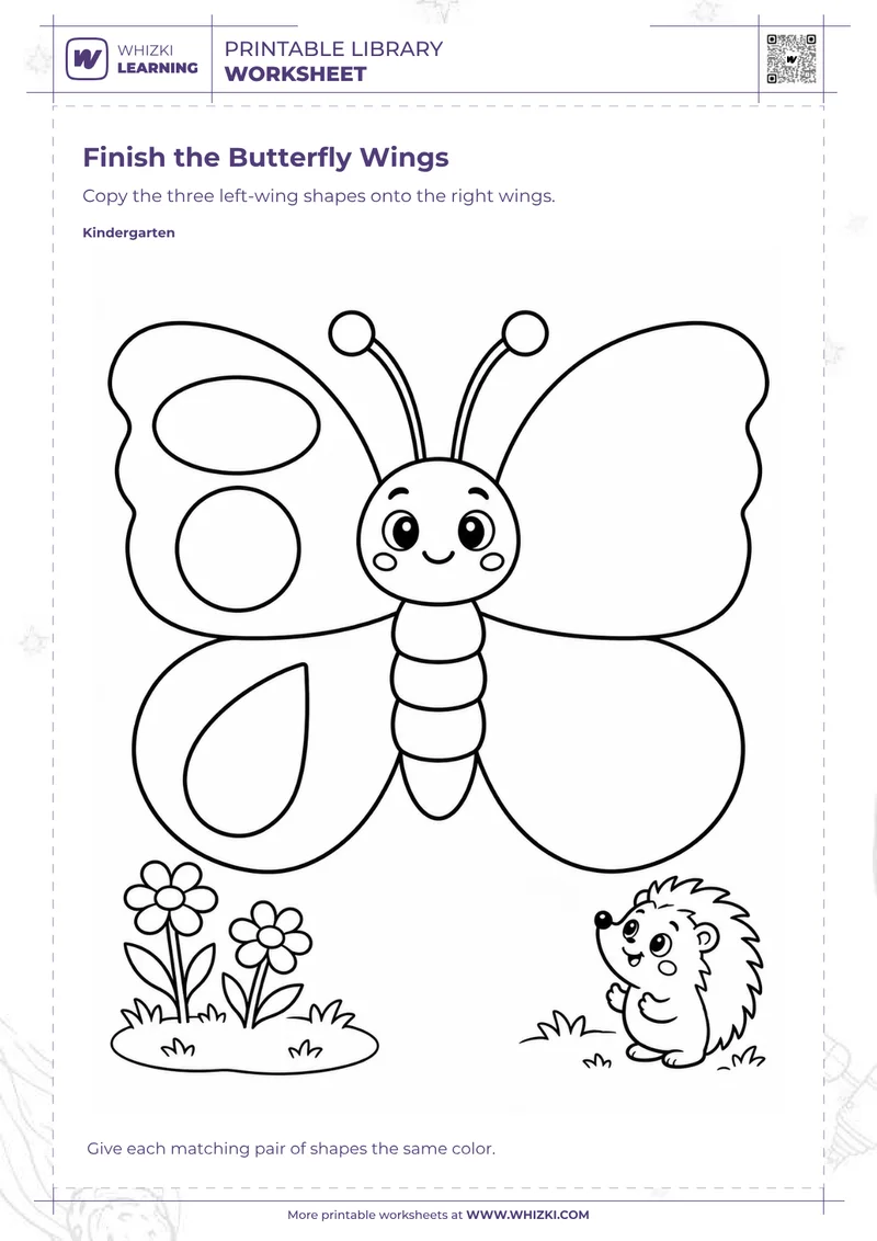 Butterfly Wings Shape Completion Worksheet