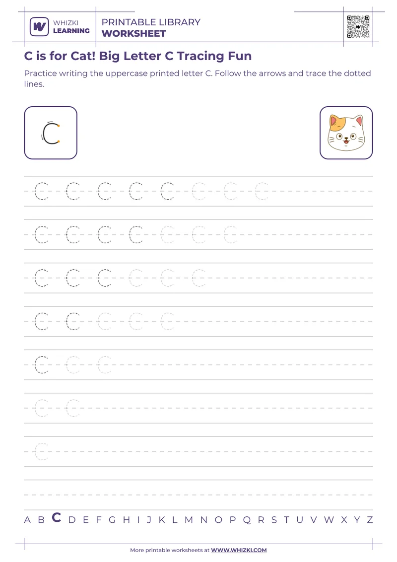 C is for Cat! Big Letter C Tracing Fun