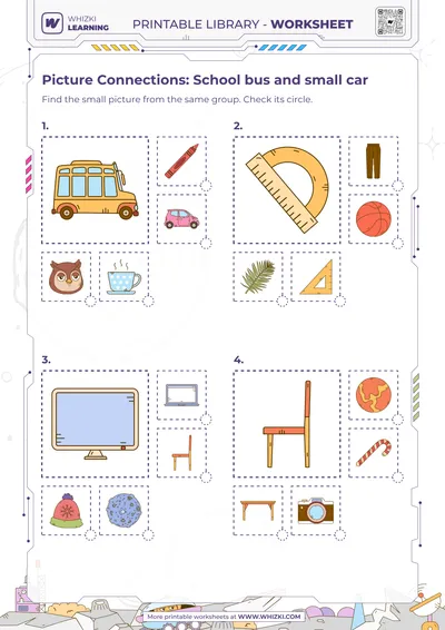 Picture Connections: School bus and small car