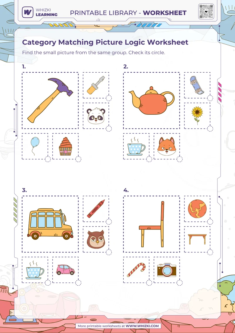 Category Matching Picture Logic Worksheet