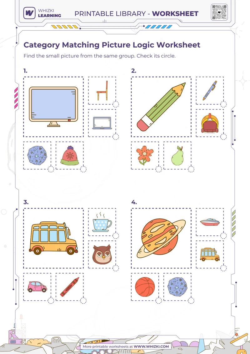 Category Matching Picture Logic Worksheet