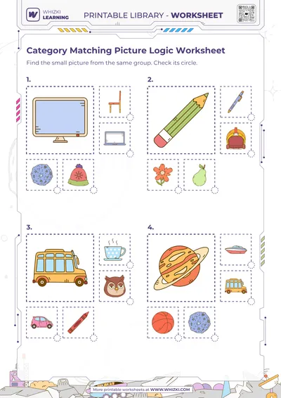 Category Matching Picture Logic Worksheet