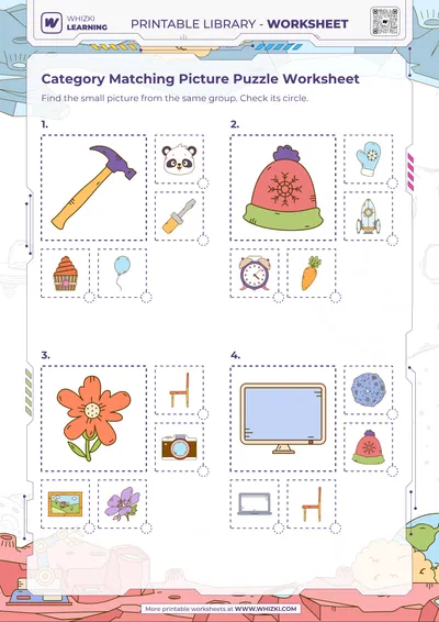 Category Matching Picture Puzzle Worksheet