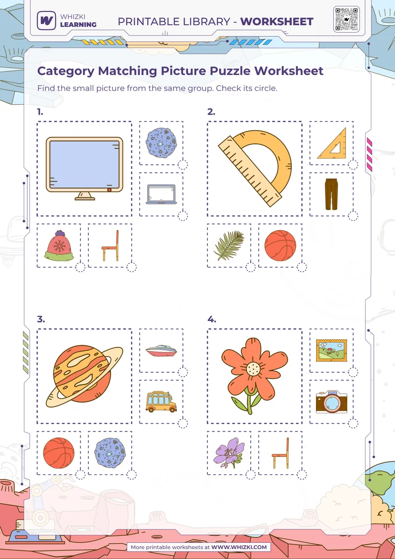 Category Matching Picture Puzzle Worksheet