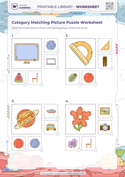 Category Matching Picture Puzzle Worksheet