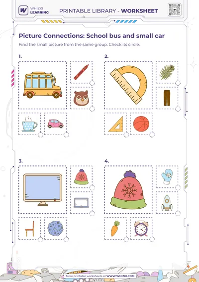 Picture Connections: School bus and small car