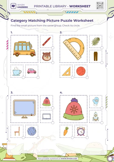 Category Matching Picture Puzzle Worksheet