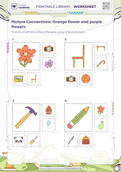 Picture Connections: Orange flower and purple flowers