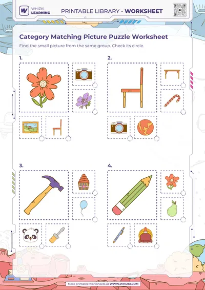 Category Matching Picture Puzzle Worksheet