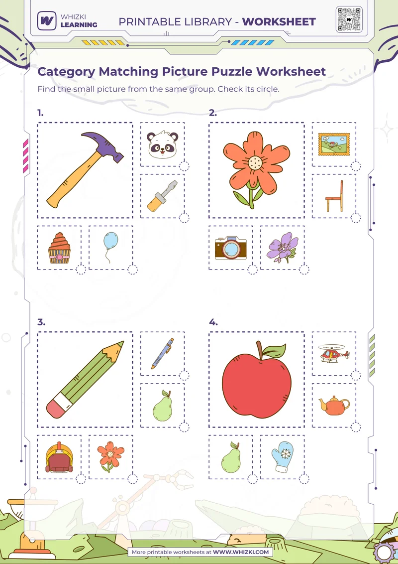 Category Matching Picture Puzzle Worksheet