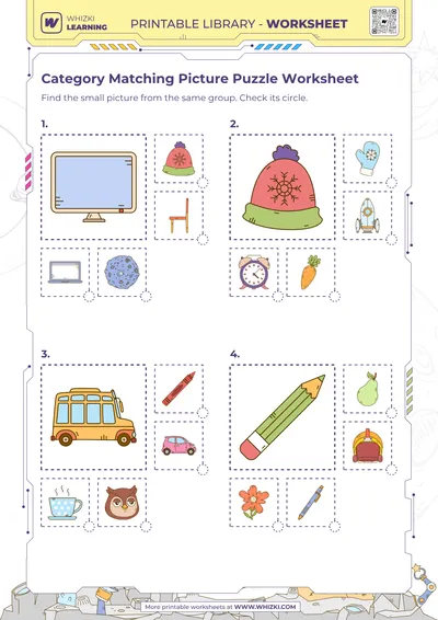 Category Matching Picture Puzzle Worksheet