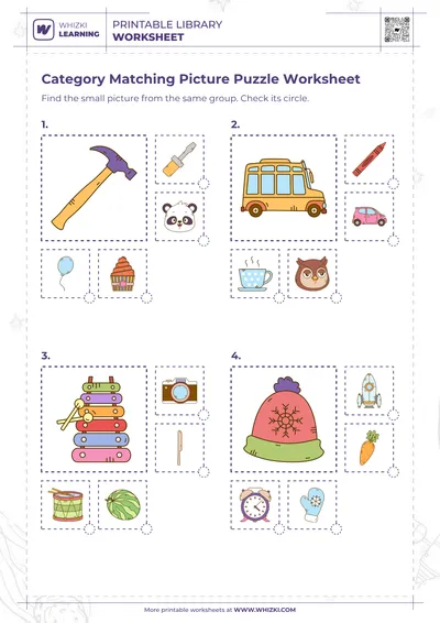 Category Matching Picture Puzzle Worksheet