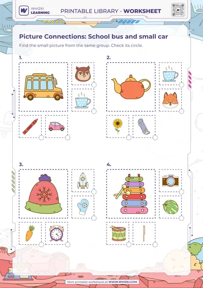 Picture Connections: School bus and small car