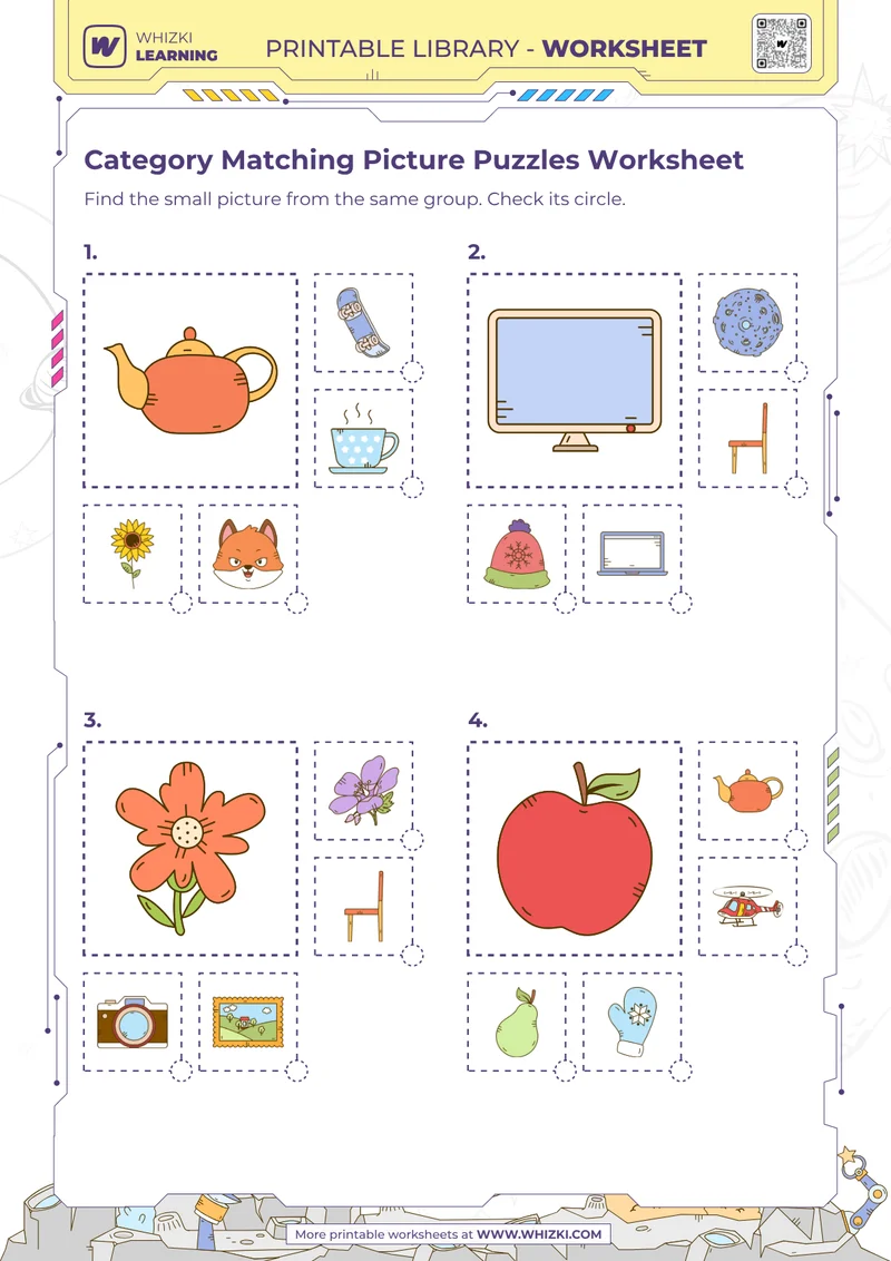 Category Matching Picture Puzzles Worksheet