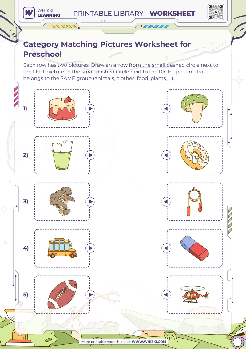 Category Matching Pictures Worksheet for Preschool