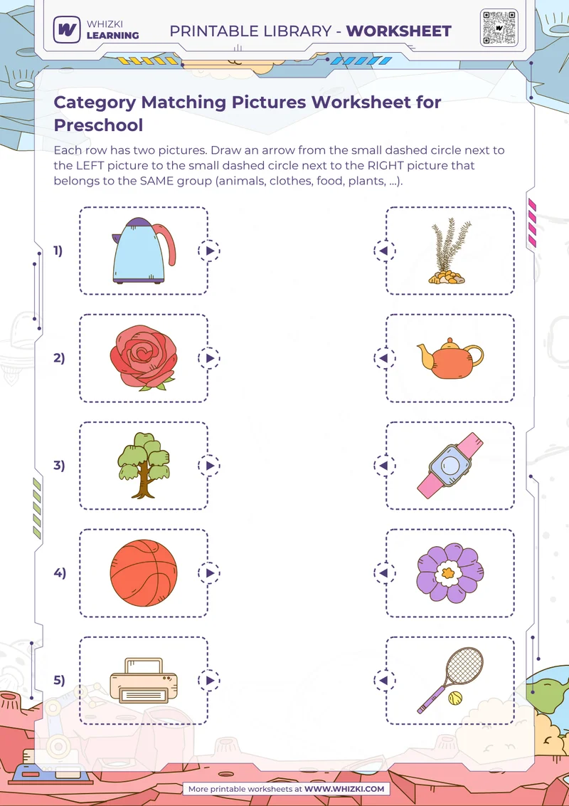 Category Matching Pictures Worksheet for Preschool