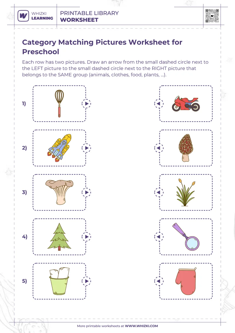 Category Matching Pictures Worksheet for Preschool