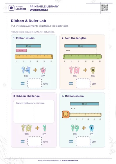 Centimeter Addition Measurement Worksheet