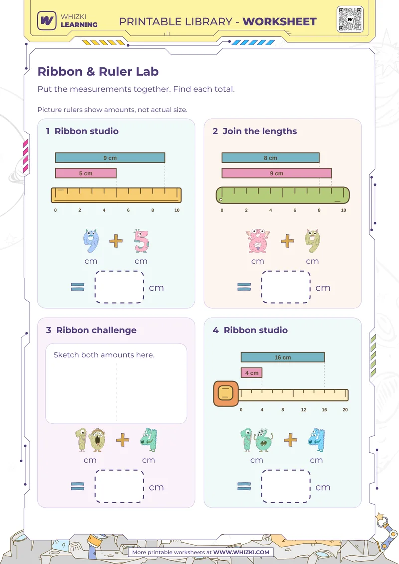 Centimeter Addition Measurement Worksheet