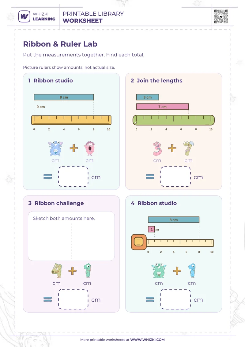 Centimeter Addition Measurement Worksheet