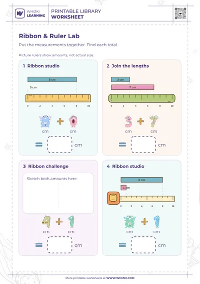 Centimeter Addition Measurement Worksheet