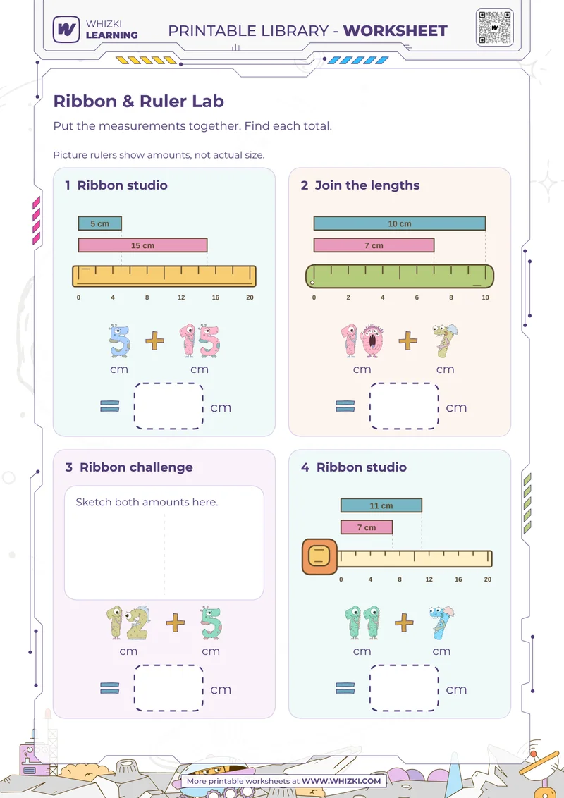 Centimeter Addition Measurement Worksheet