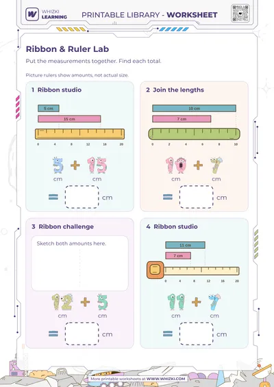 Centimeter Addition Measurement Worksheet