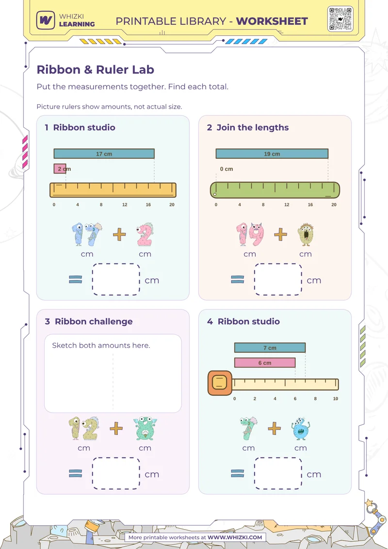 Centimeter Addition Measurement Worksheet