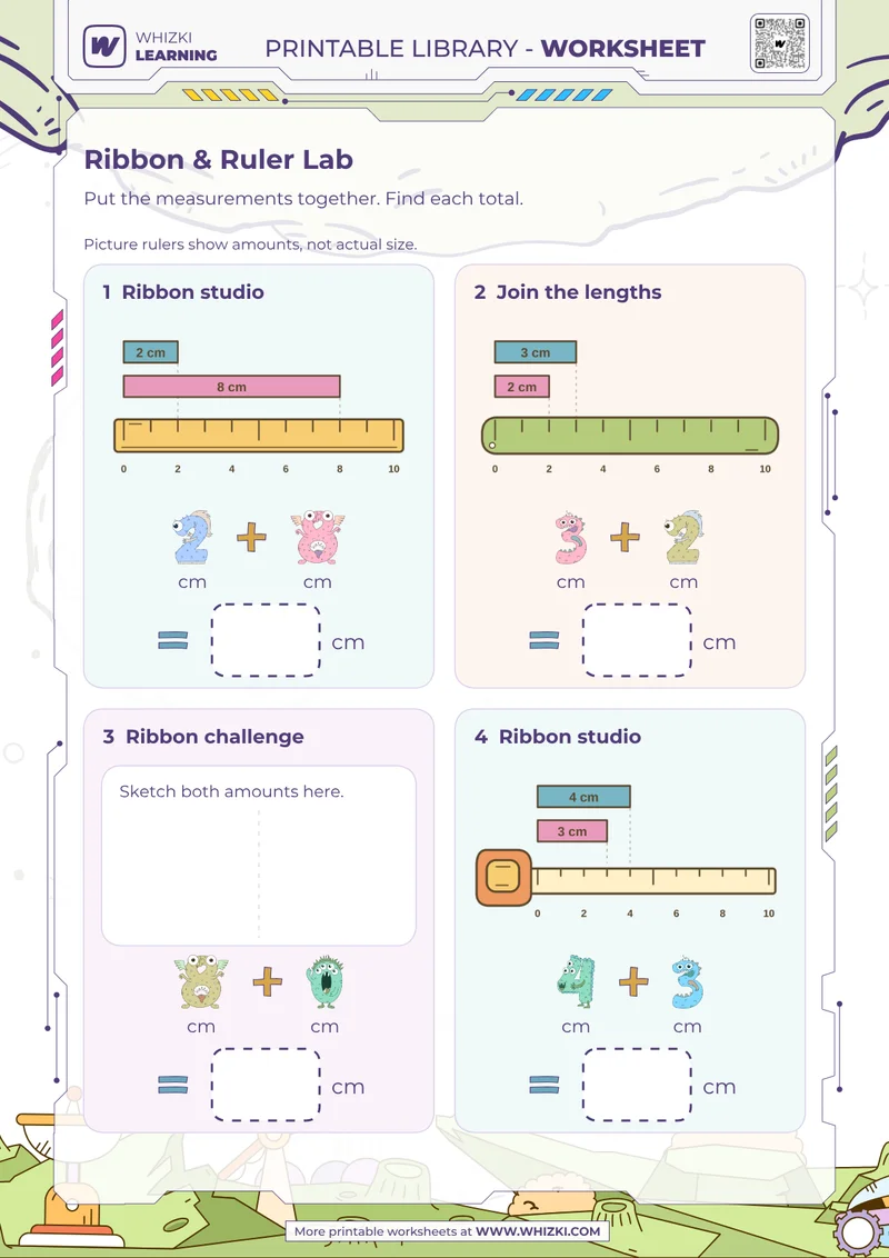 Centimeter Addition Measurement Worksheet