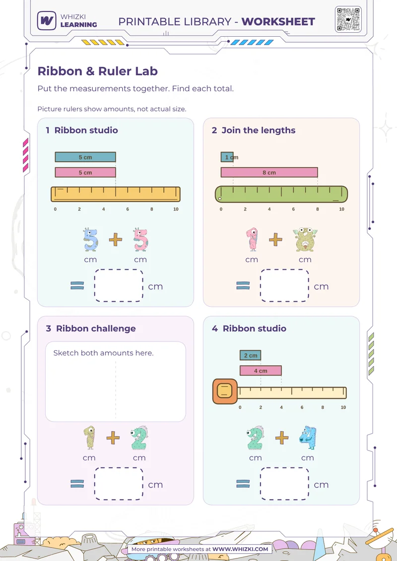 Centimeter Addition Measurement Worksheet