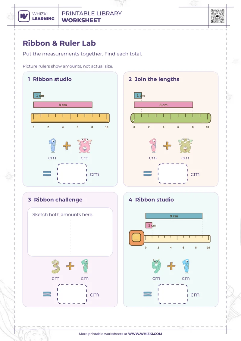 Centimeter Addition Measurement Worksheet