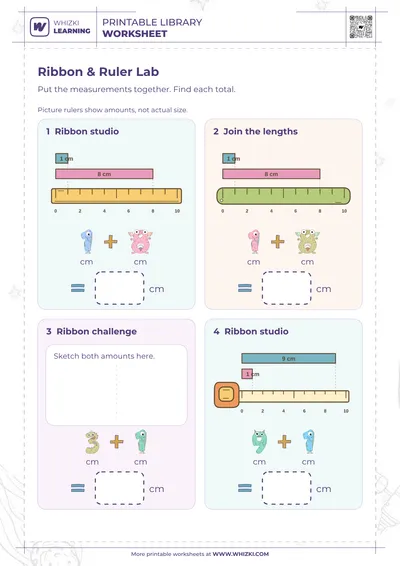 Centimeter Addition Measurement Worksheet