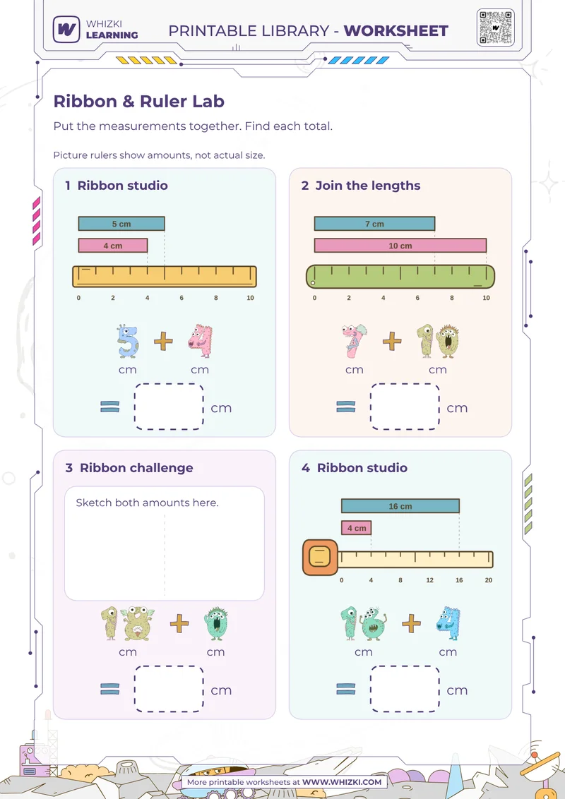 Centimeter Addition Measurement Worksheet