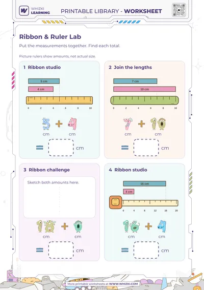 Centimeter Addition Measurement Worksheet