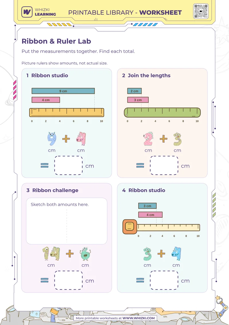 Centimeter Addition Measurement Worksheet