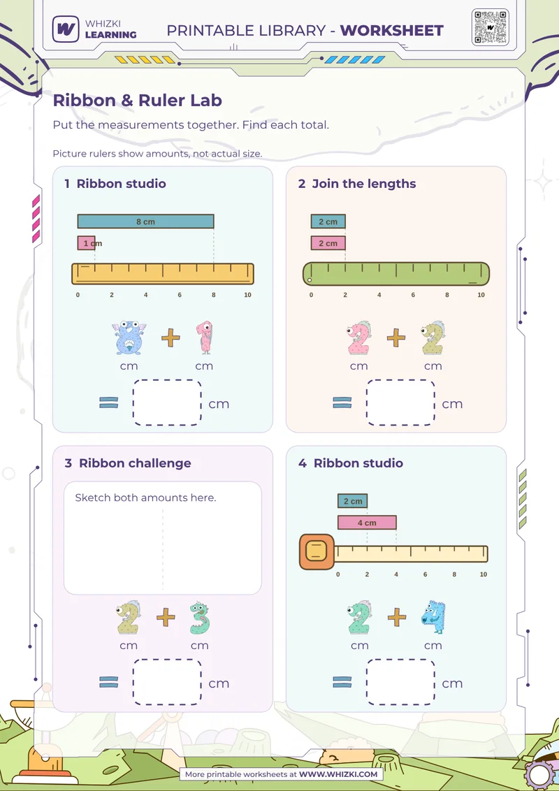 Centimeter Addition Measurement Worksheet
