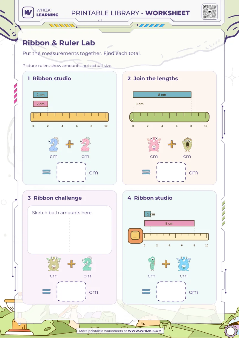 Centimeter Addition Measurement Worksheet